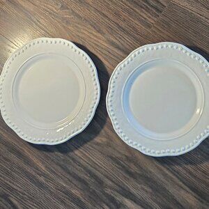 FAPOR (Portugal) Set of Two "Rustic Dots" Stoneware Dinner Plates